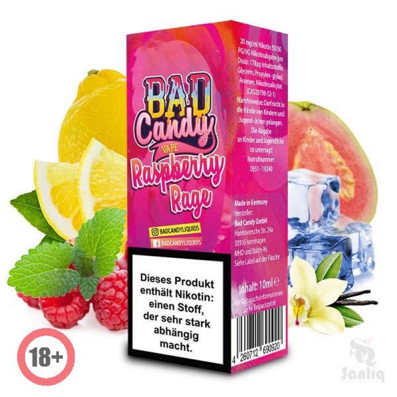 Bad Candy Raspberry Rage Nikotinsalz Liquid 10ml 1...