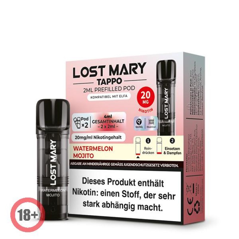 Lost Mary Tappo prefilled Pod - Watermelon Mojito 20mg