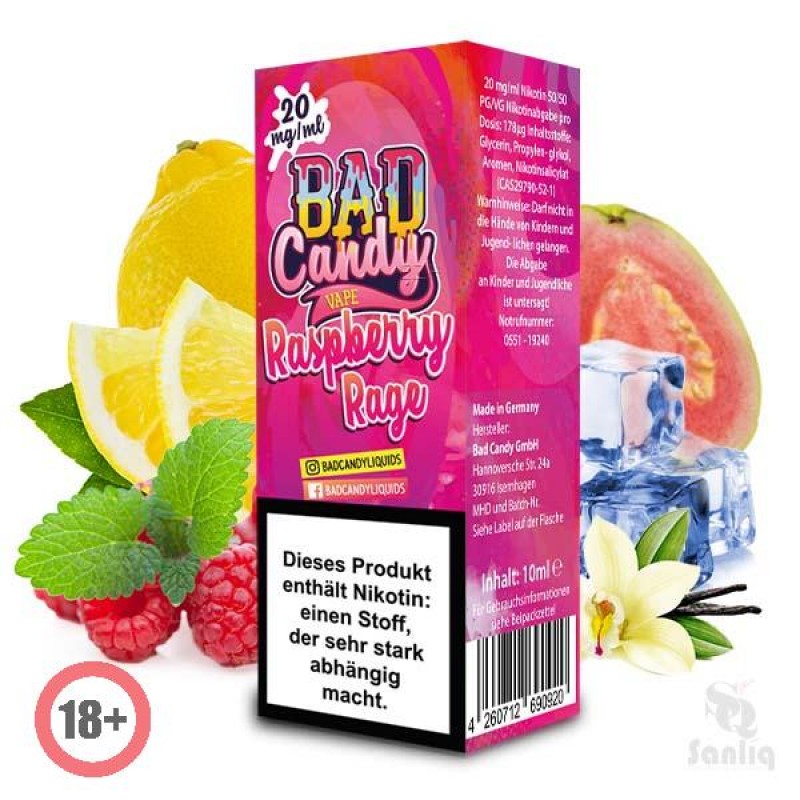Bad Candy Raspberry Rage Nikotinsalz Liquid 10ml 2...