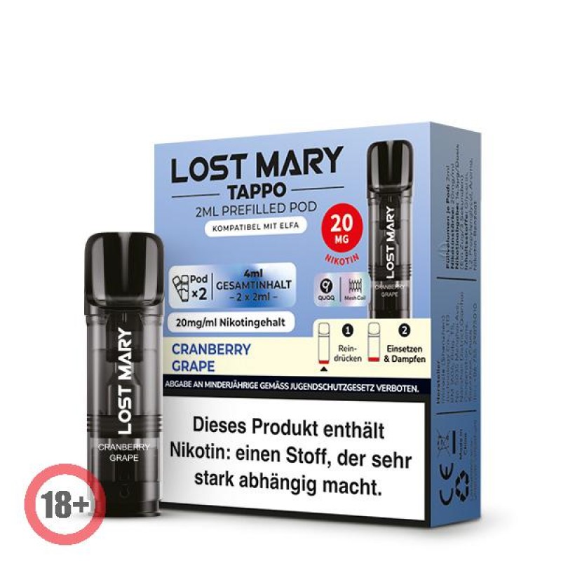 Lost Mary Tappo prefilled Pod - Cranberry Grape 20mg