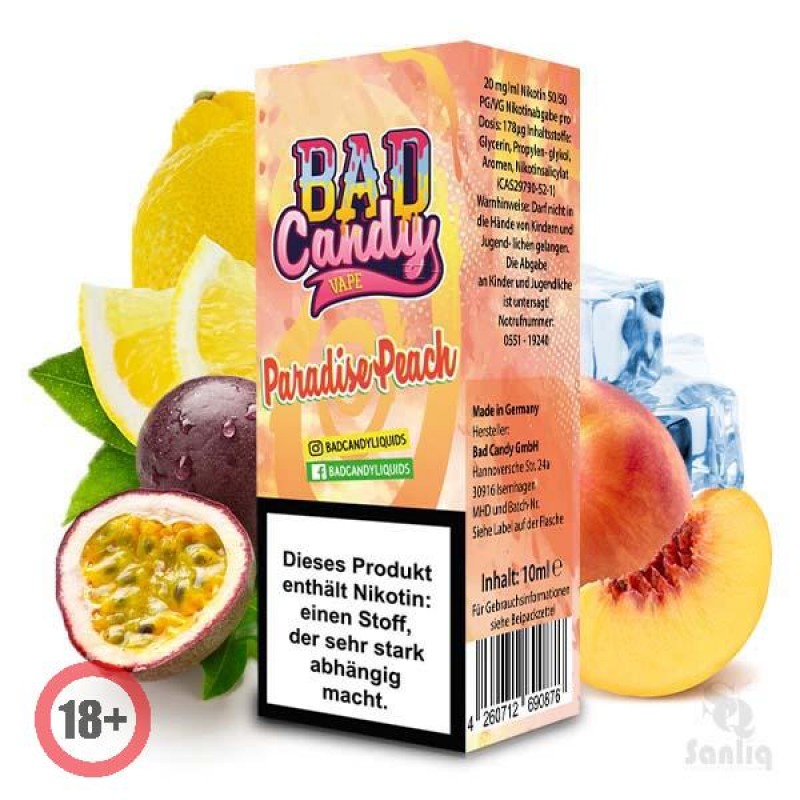 Bad Candy Paradise Peach Nikotinsalz Liquid 10ml 1...