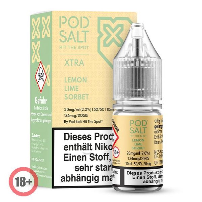 Pod Salt XTRA Lemon Lime Sorbet Nikotinsalz Liquid 10ml 20mg