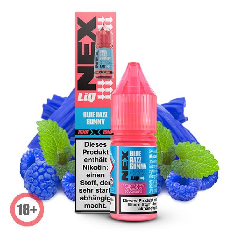 Pod Salt Nexliq Blue Razz Gummy Nikotinsalz Liquid...