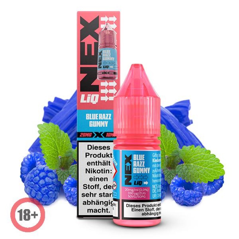 Pod Salt Nexliq Blue Razz Gummy Nikotinsalz Liquid...