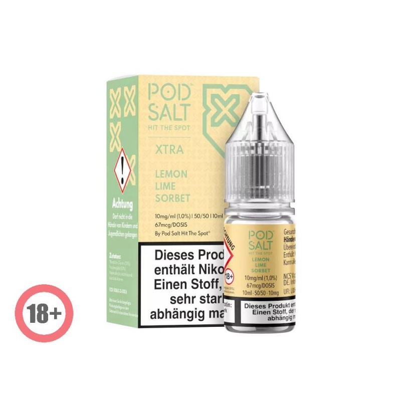 Pod Salt XTRA Lemon Lime Sorbet Nikotinsalz Liquid 10ml 10mg
